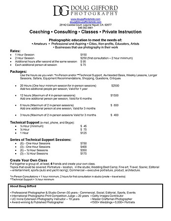 Coaching, Classes, Private Instruction