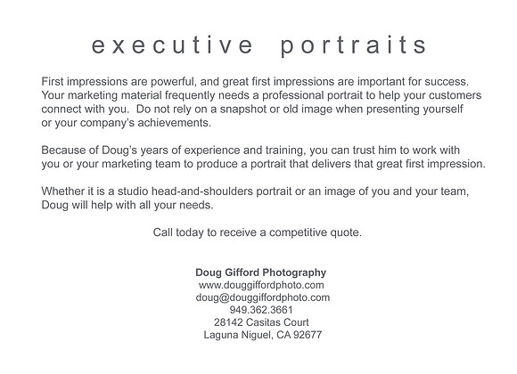 DGP Executive Portraits Promo Card