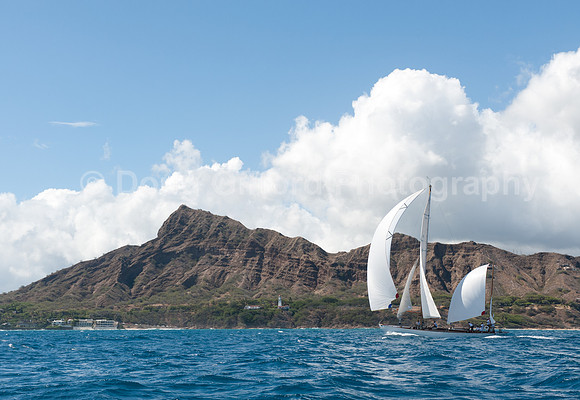 Dorade at finish, Trans Pac Yacht Race 2013 , Honolulu, Hawaii