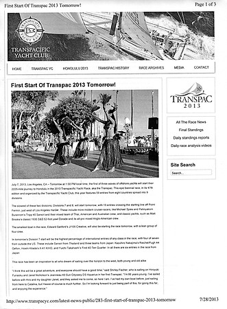 Transpac 2013 News - July 07, 2013