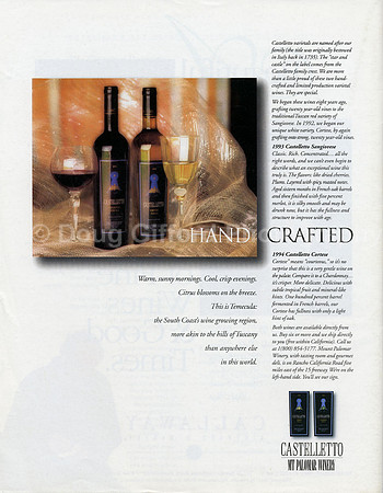 Castelletto Wine ad / Backcover - South Coast Wine, May - June 1997