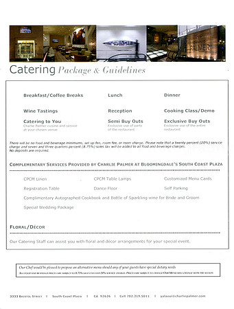 Charlie Palmer Bloomingdales at South Coast Plaza - Marketing