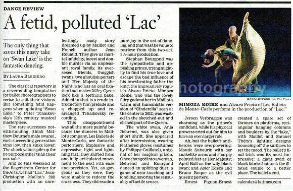 LA Times 031014 - "Swan Lake" / SCFTA