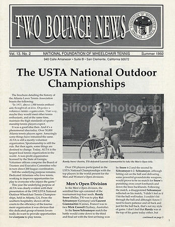 NFWT "Two Bounce News" Newsletter (Cover) Summer 1992