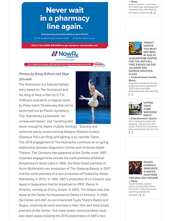 SEGERSTROM CENTER FOR THE ARTS PRESENTS AMERICAN BALLET THEATRE’S THE NUTCRACKER DECEMBER 13 – 22, 2019 - Coto de Caza News-2