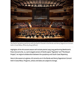 OC Register- Pacific Symphony New Season February 19, 2020