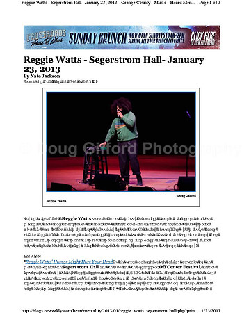 OC Weekly - Reggie Watts at Segerstrom Center for the Arts / 012313