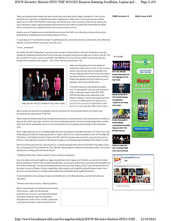 Broadway World Review- "Into the Woods" Reunion SCFTA 110914