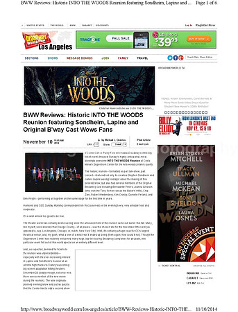 Broadway World Review- "Into the Woods" Reunion SCFTA 110914